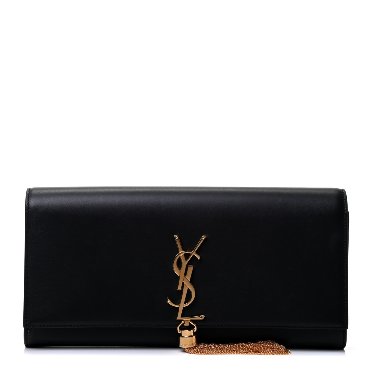 Saint Laurent Calfskin Classic Monogram Tassel Clutch Black 1 of 4