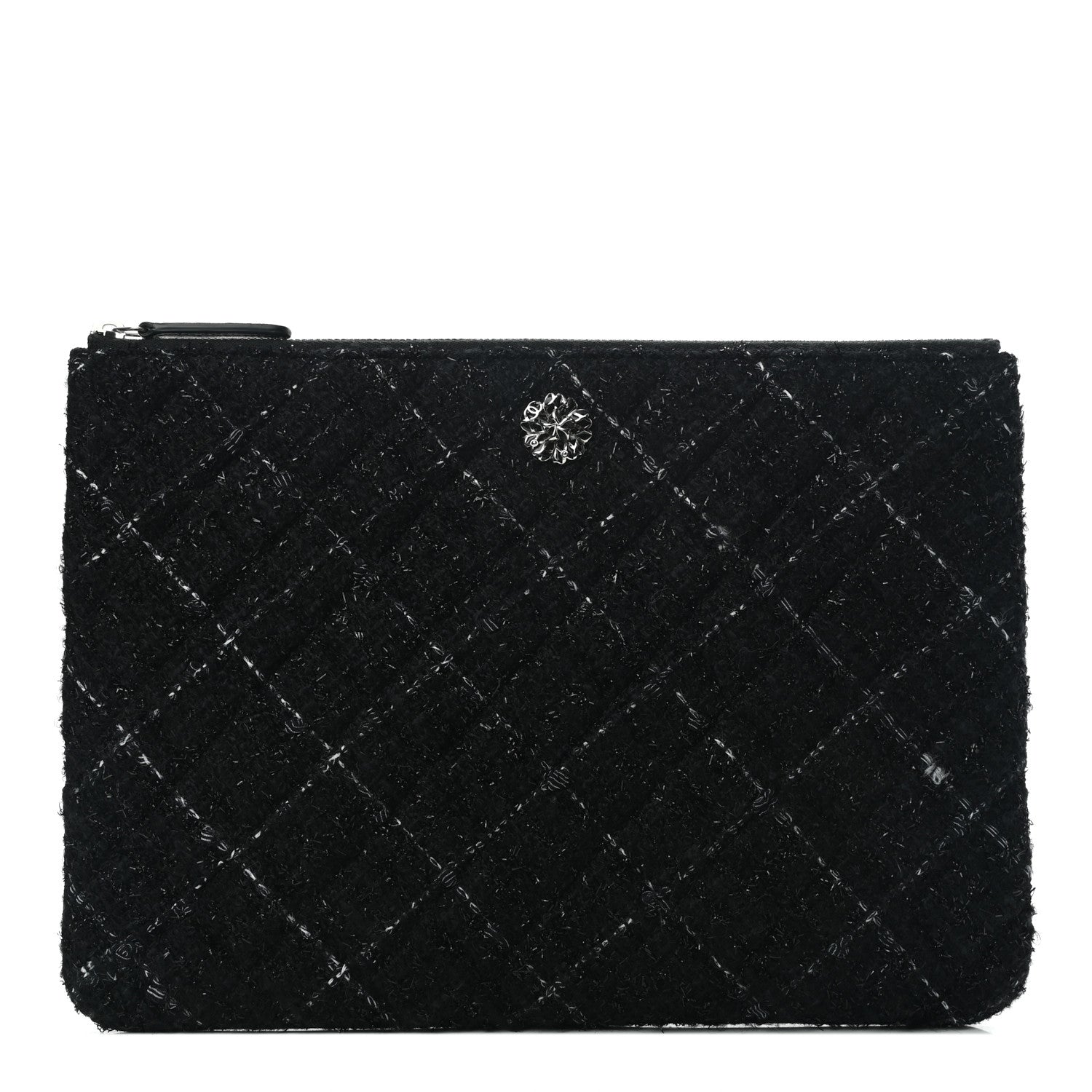 Chanel Tweed Lambskin Quilted Small Case Black 1 of 6