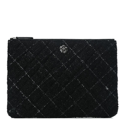 Chanel Tweed Lambskin Quilted Small Case Black 1 of 6
