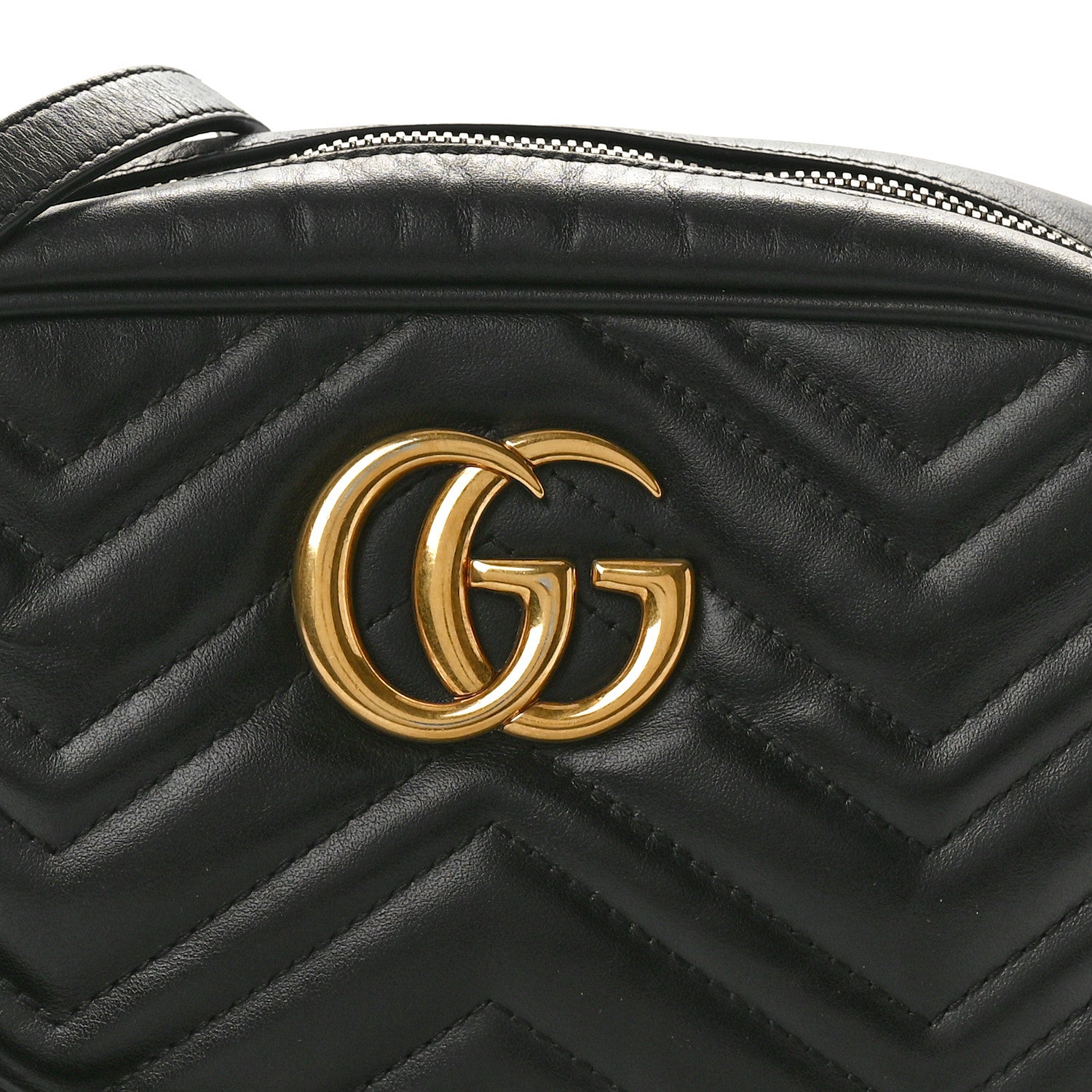 Gucci Calfskin Matelasse Small GG Marmont Chain Shoulder Bag Black 8 of 10