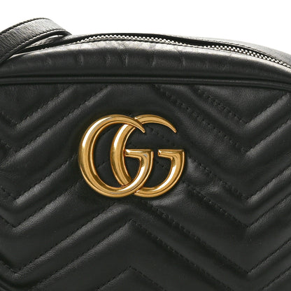 Gucci Calfskin Matelasse Small GG Marmont Chain Shoulder Bag Black 8 of 10