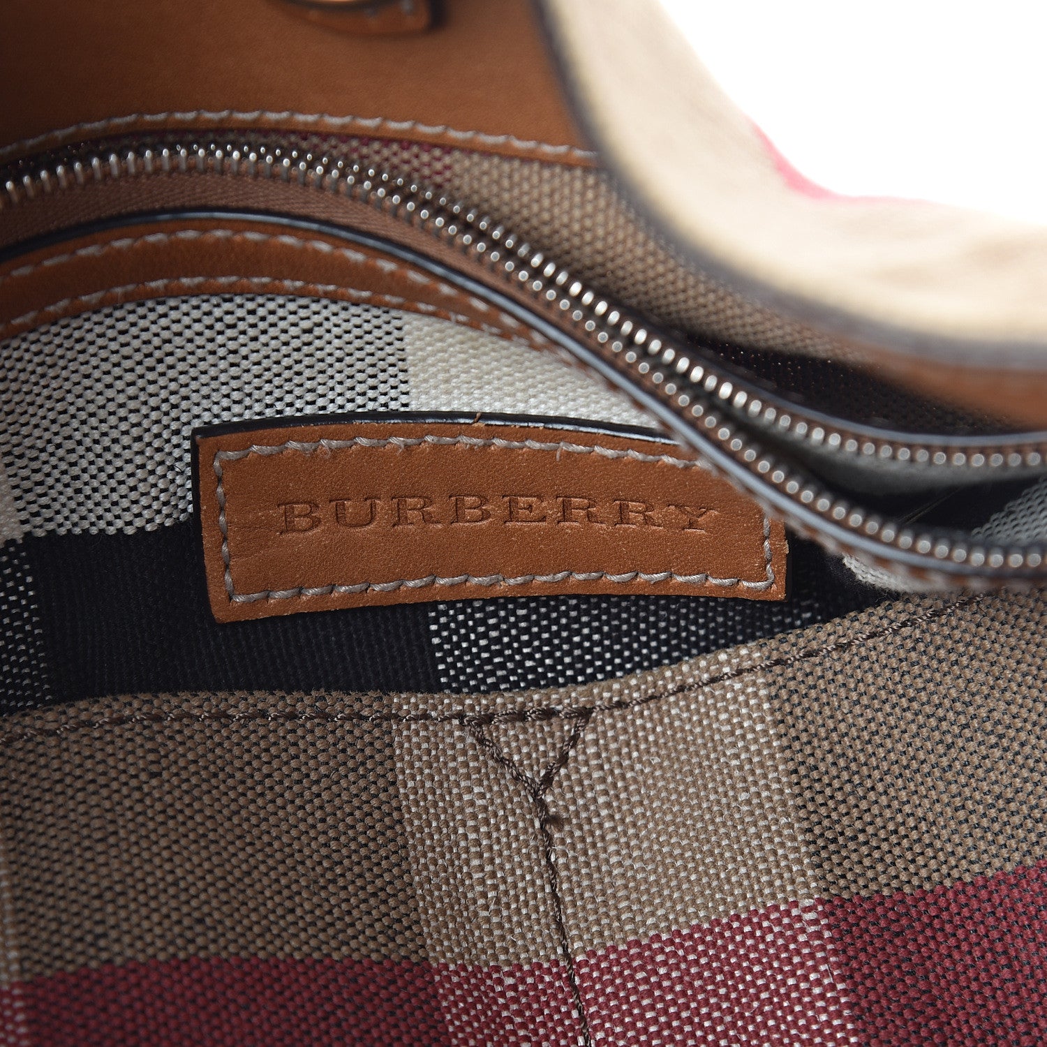 Burberry Canvas Mega Check Medium Ashby Hobo Saddle Brown 6 of 10