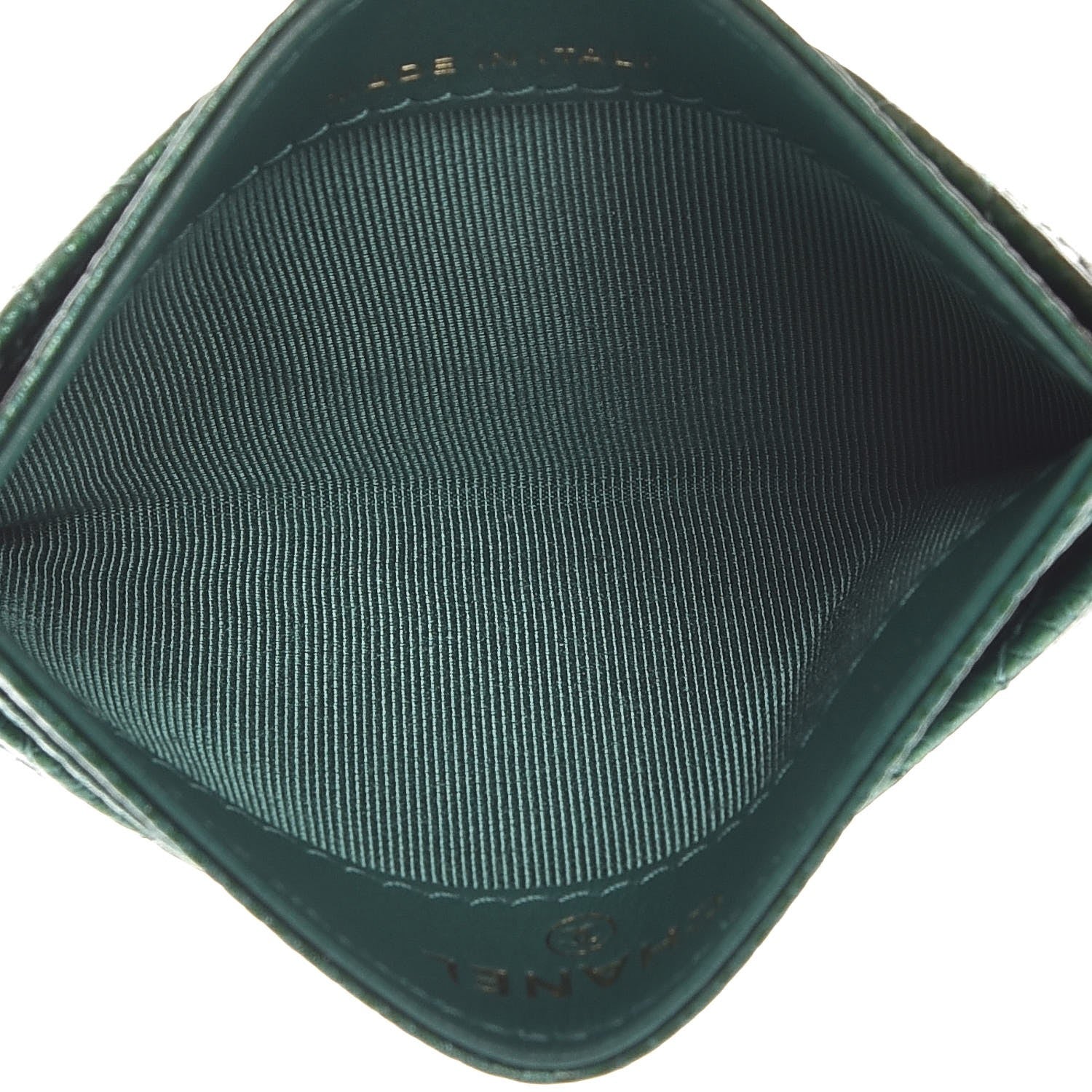 Chanel Metallic Caviar Quilted Card Holder Green 5 of 9