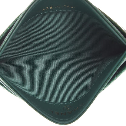 Chanel Metallic Caviar Quilted Card Holder Green 5 of 9