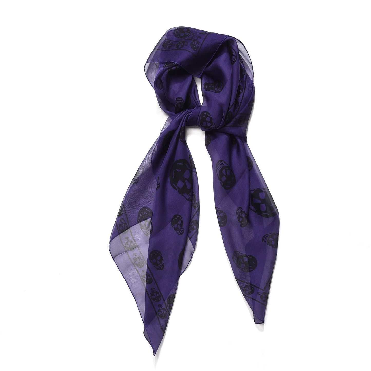 Wool Silk Cashmere Skull Scarf Purple