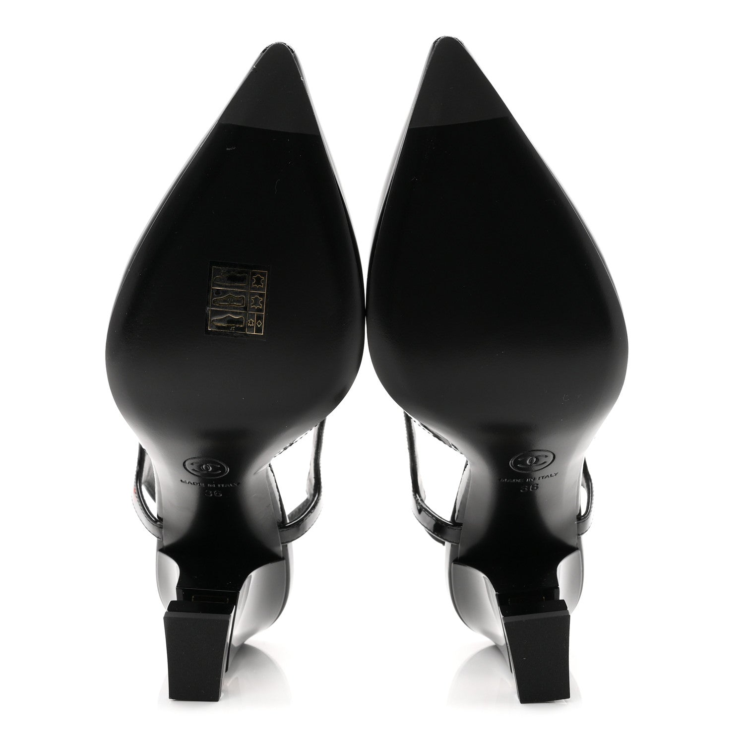 Chanel Patent Calfskin Slingback CC Cutout Pumps 36 Black 6 of 10