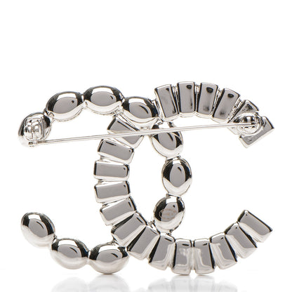 Chanel Baguette Crystal CC Brooch Silver Grey 3 of 4