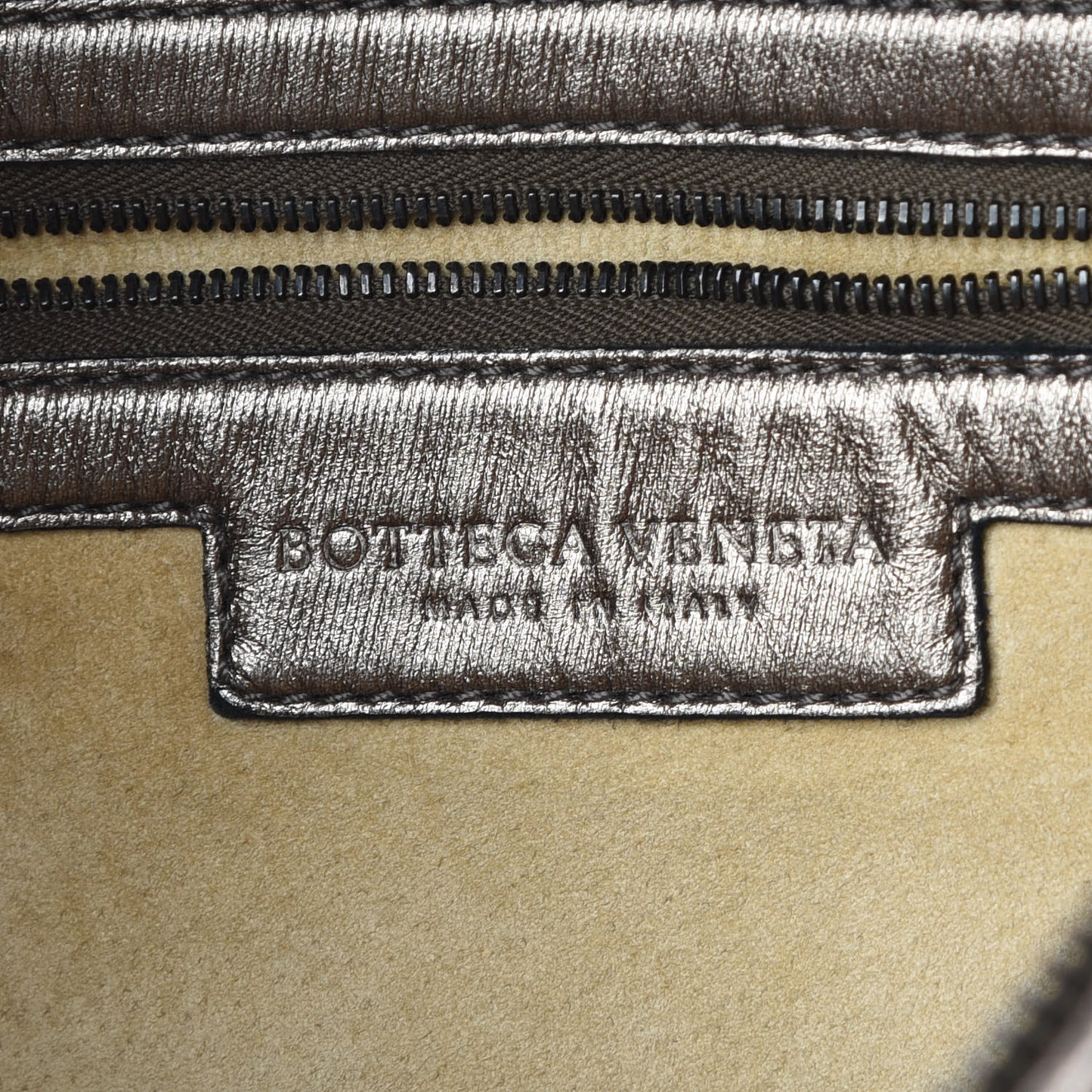 Metallic Grosgrain Intrecciato Medium Veneta Hobo Pewter