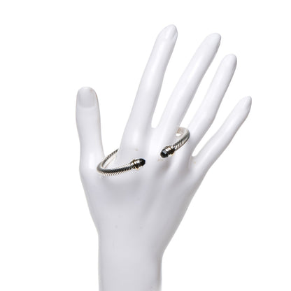 David Yurman Sterling Silver 14K Yellow Gold Black Onyx 5mm Cable Classics Bracelet 2 of 5