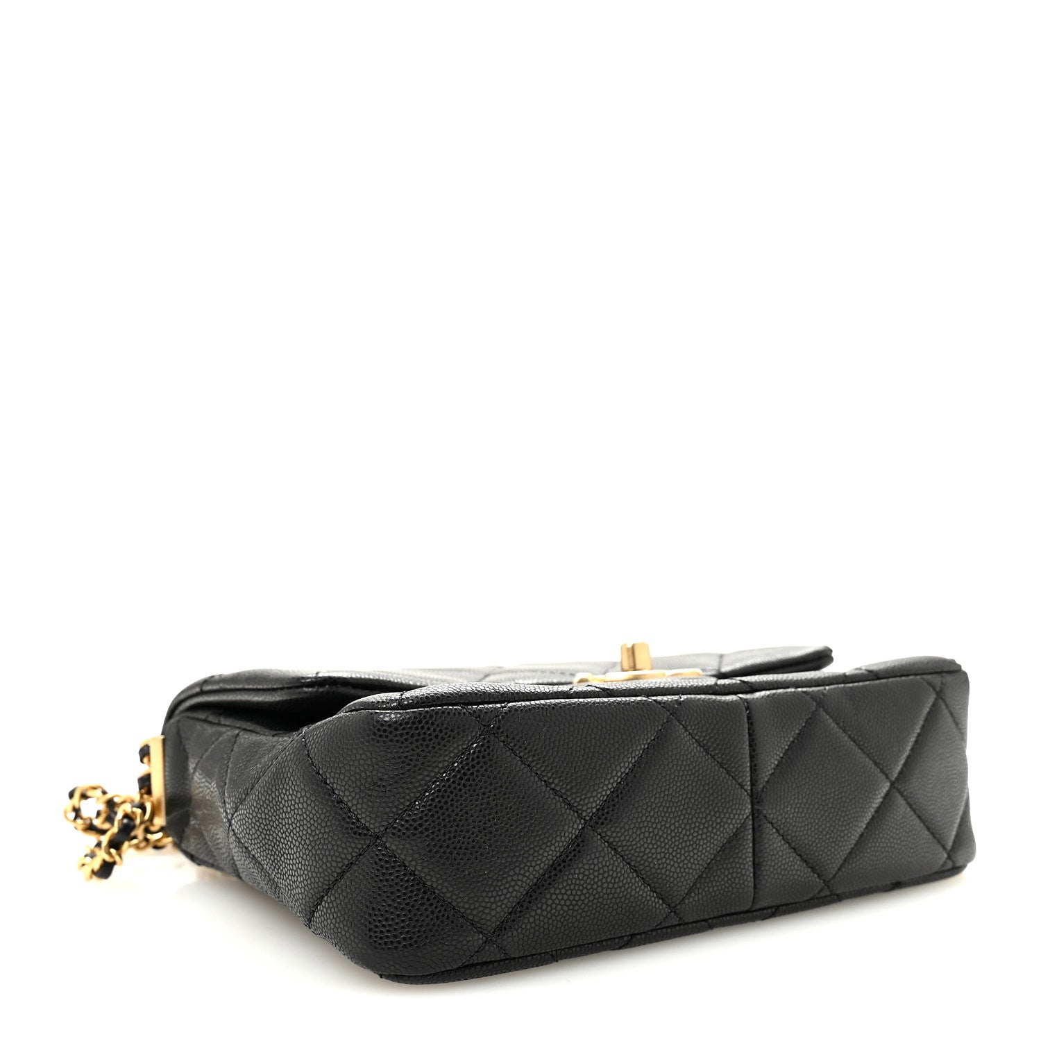 Chanel Shiny Caviar Quilted Mini Chain Messenger Flap Bag Black 4 of 11
