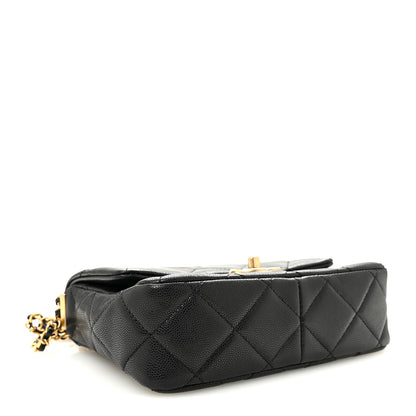 Chanel Shiny Caviar Quilted Mini Chain Messenger Flap Bag Black 4 of 11