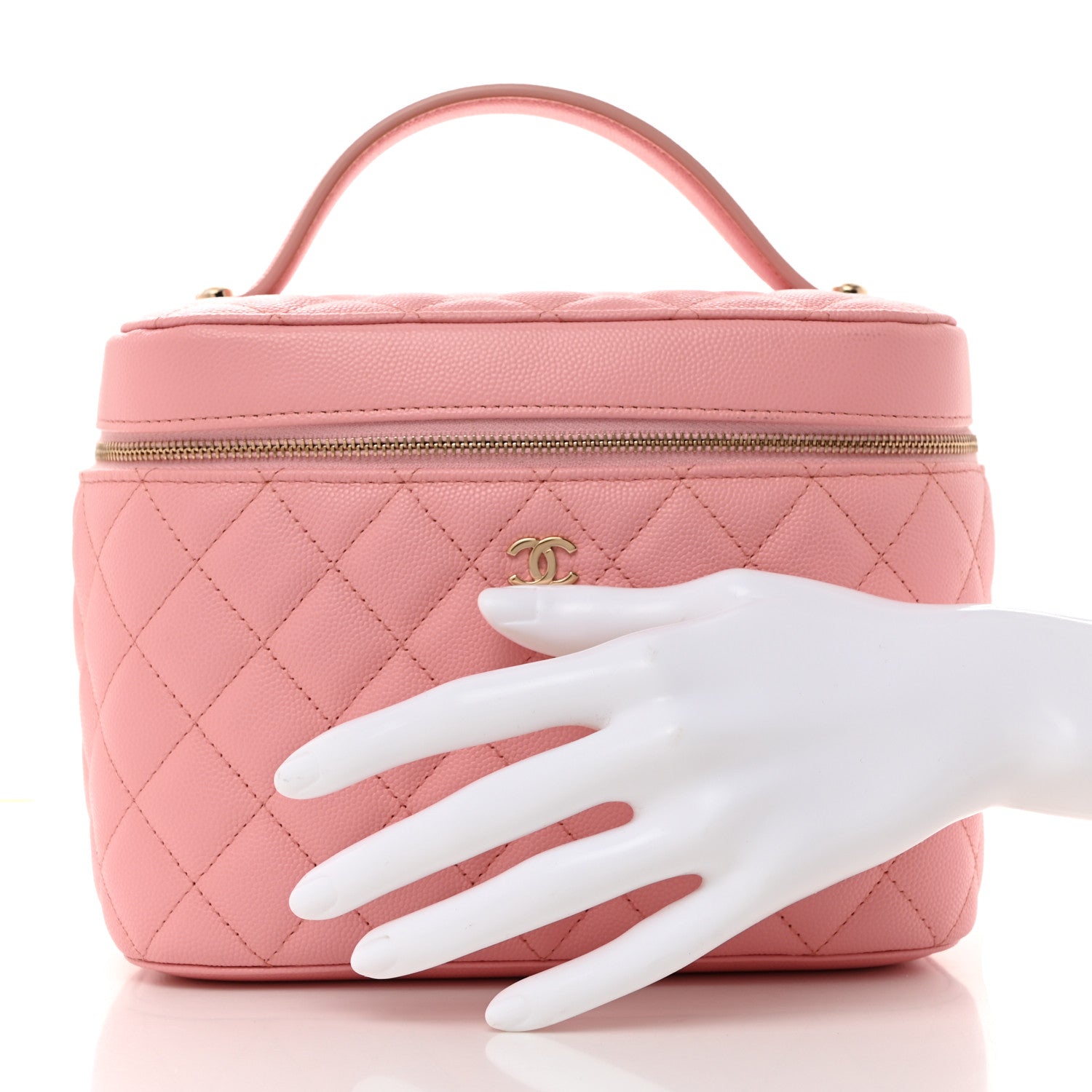 Chanel Caviar Quilted Large Vanity Pouch Pink 2 of 9