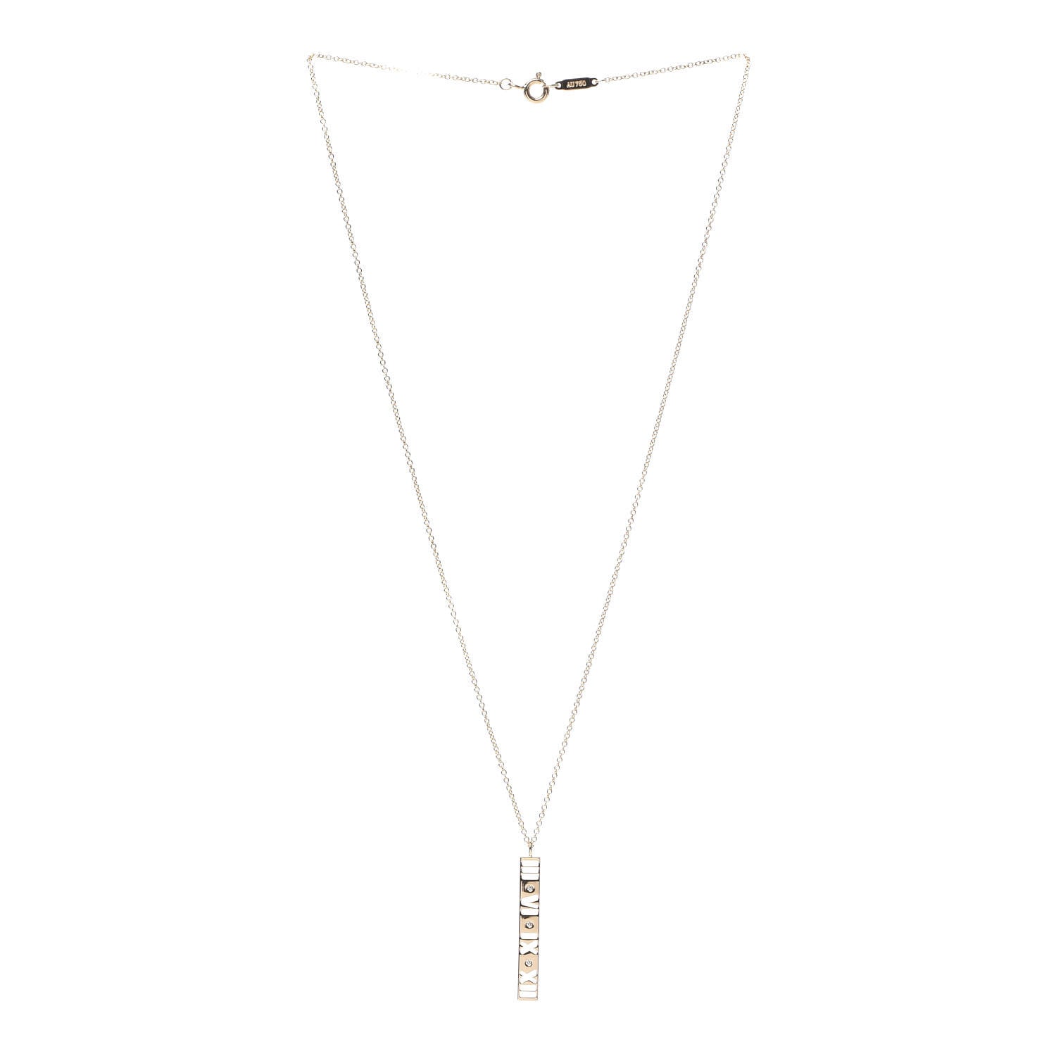 Tiffany 18K Rose Gold Diamond Atlas Bar Pendant Necklace 4 of 6