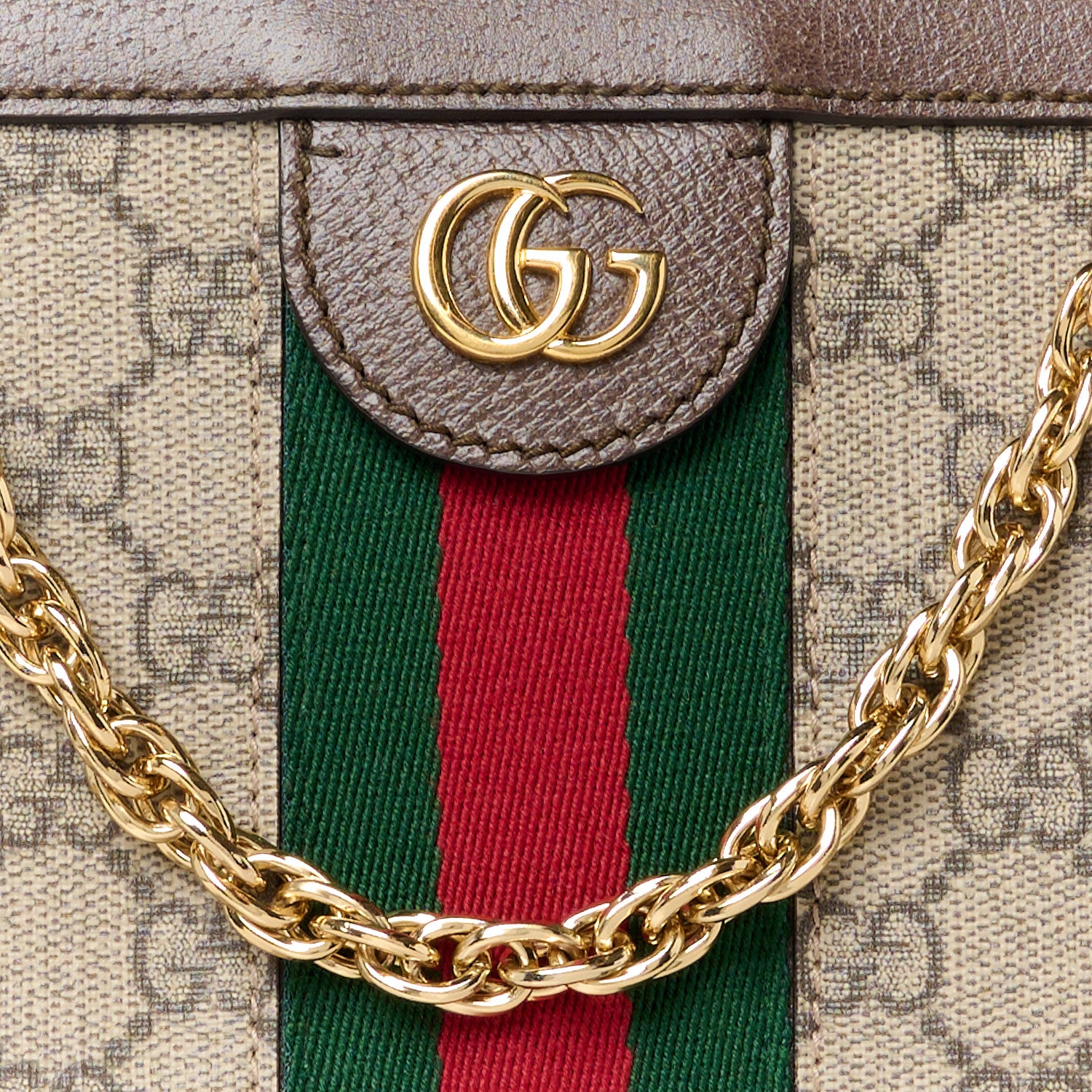 Gucci GG Supreme Monogram Web Small Ophidia Chain Shoulder Bag Brown 9 of 11