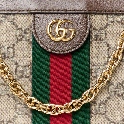 Gucci GG Supreme Monogram Web Small Ophidia Chain Shoulder Bag Brown 9 of 11