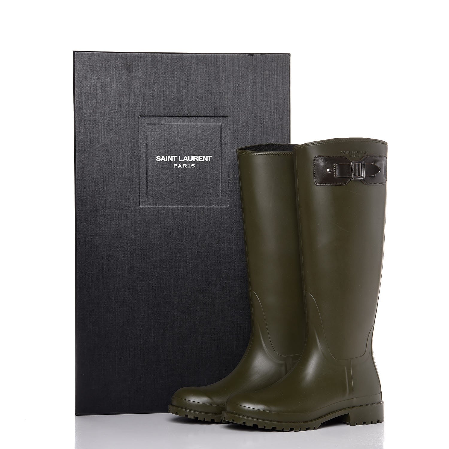Saint Laurent Rubber Festival 25 High Rain Boots 38 Khaki 10 of 10