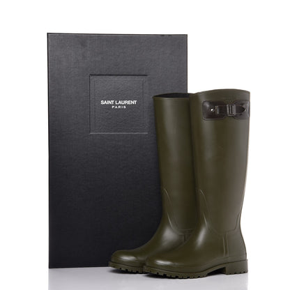 Saint Laurent Rubber Festival 25 High Rain Boots 38 Khaki 10 of 10