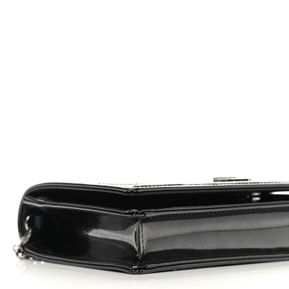 Christian Dior Metallic Patent Micro-Cannage Diorama Wallet on Chain Pouch Black 5 of 8