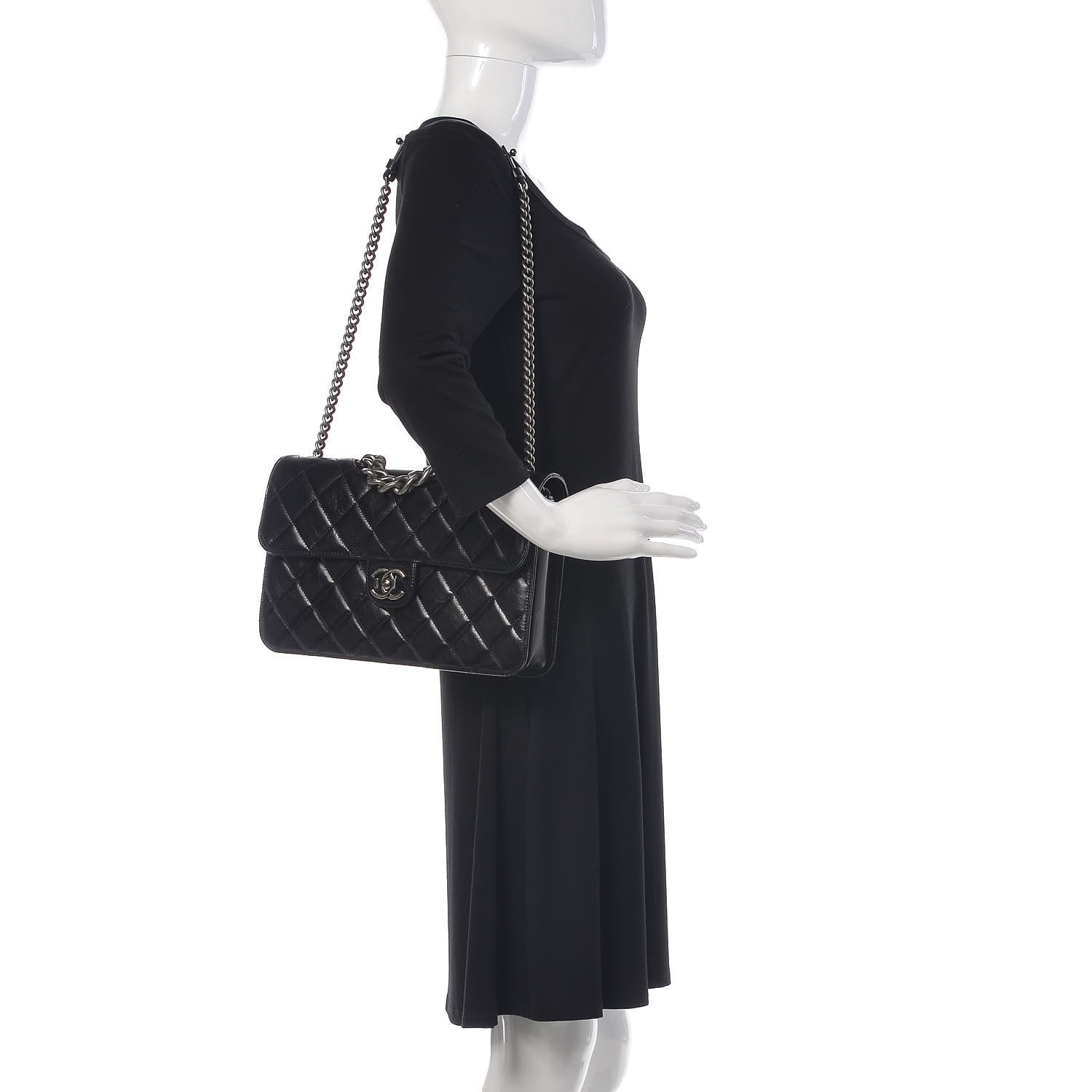 Chanel Glazed Calfskin Quilted Large Perfect Edge Flap Black 2 of 8