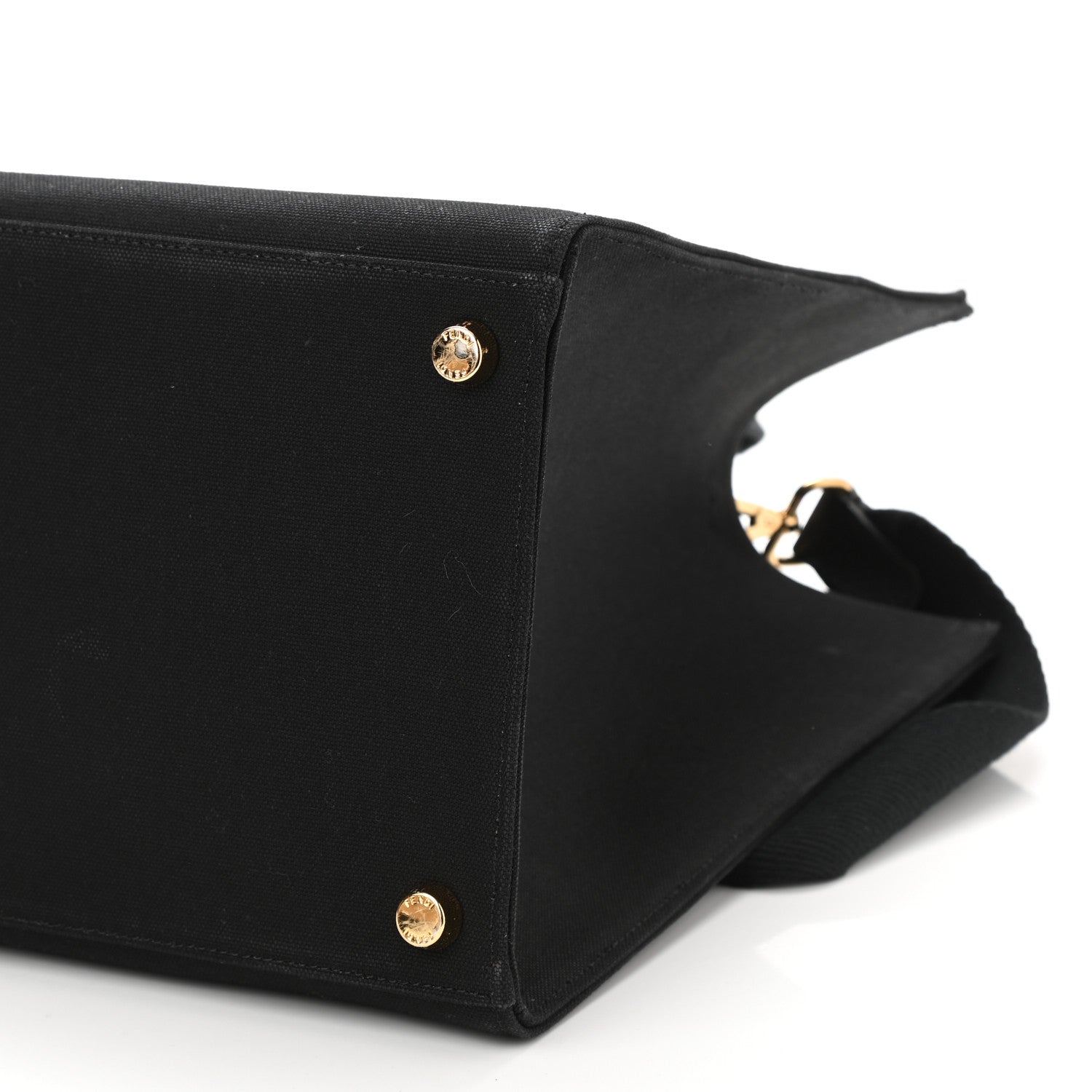 Fendi X VERSACE Cotton Canvas Cuoio Romano Fendace Logo Embroidered Signature Shopping Tote Black Gold 10 of 10