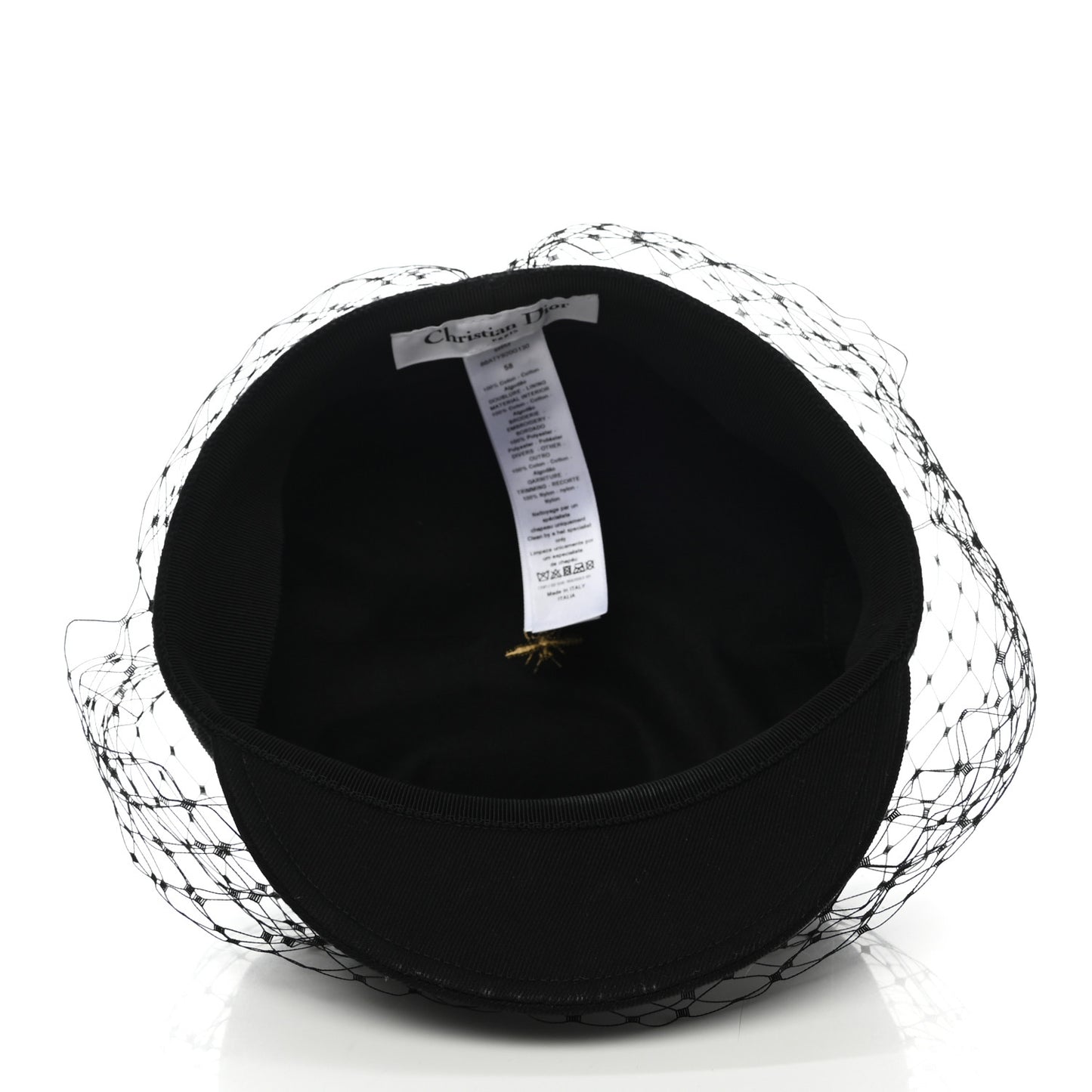 Cotton Canvas Arty Cap with Veil 58 Black