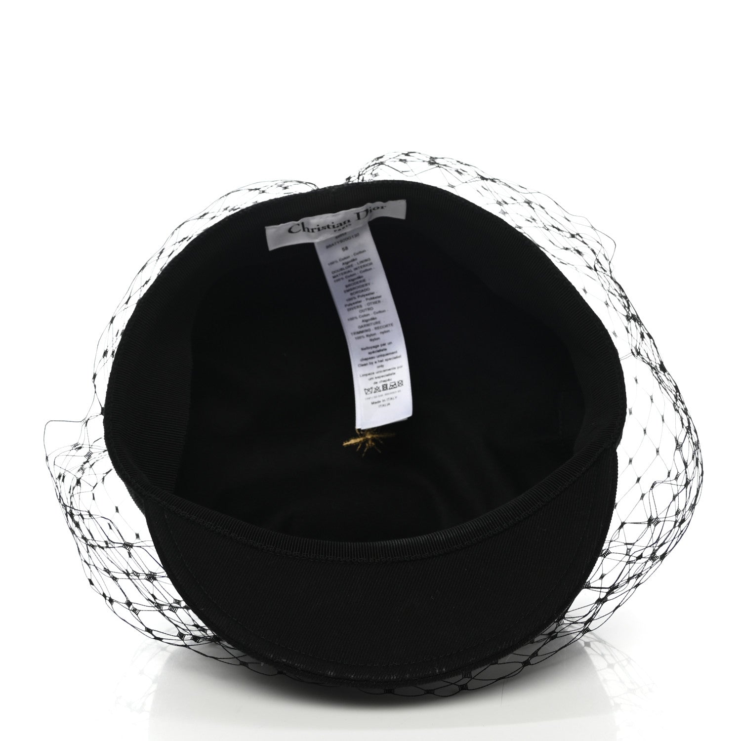 Christian Dior Cotton Canvas Arty Cap with Veil 58 Black 7 of 8