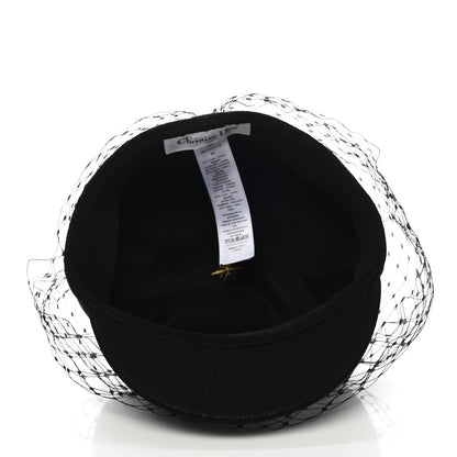Christian Dior Cotton Canvas Arty Cap with Veil 58 Black 7 of 8
