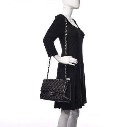 Chanel Lambskin Quilted Jumbo Double Flap Black 2 of 13