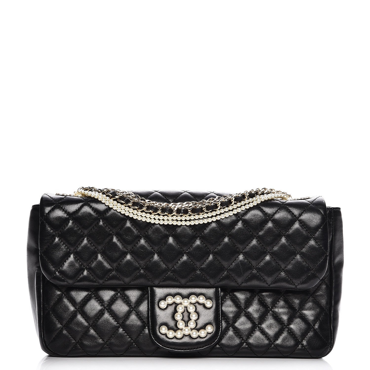 Chanel Lambskin Quilted Medium Westminster Pearl Flap Black 1 of 8