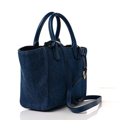 Versace Denim Mini La Medusa Chain Tote Navy Blue 3 of 8