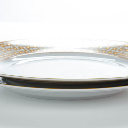 Hermes Porcelain Mosaique Au 24 Gold Dinner Plate Set of 2 7 of 9