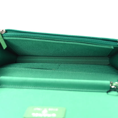 Chanel Tweed Fringe Wallet On Chain WOC Black Green 5 of 11