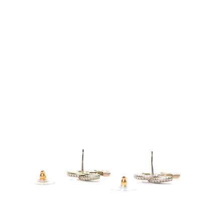 Chanel Crystal Timeless CC Earrings Light Gold 3 of 5