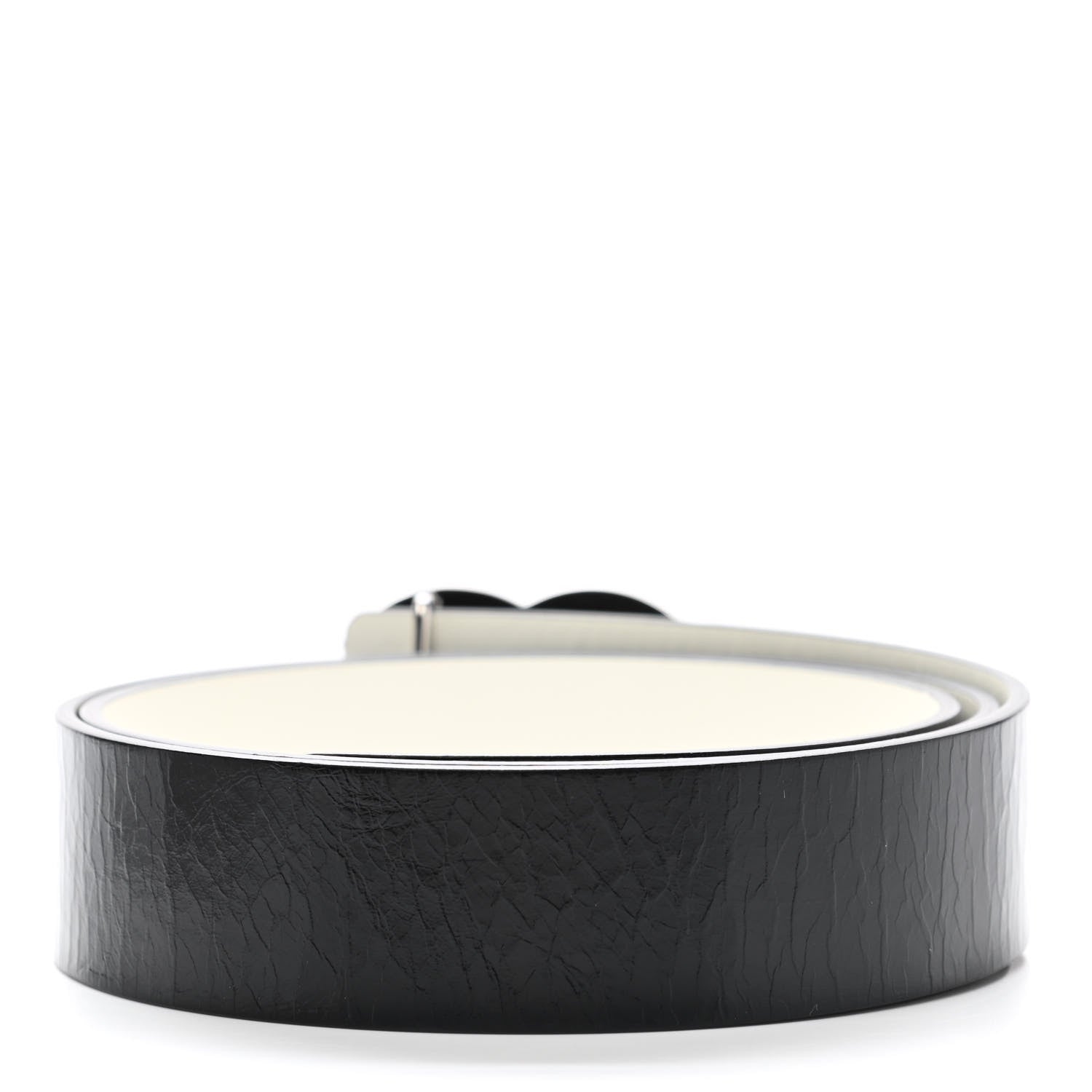 Chanel Patent Calfskin CC Reversible Belt 95 Black White 2 of 6