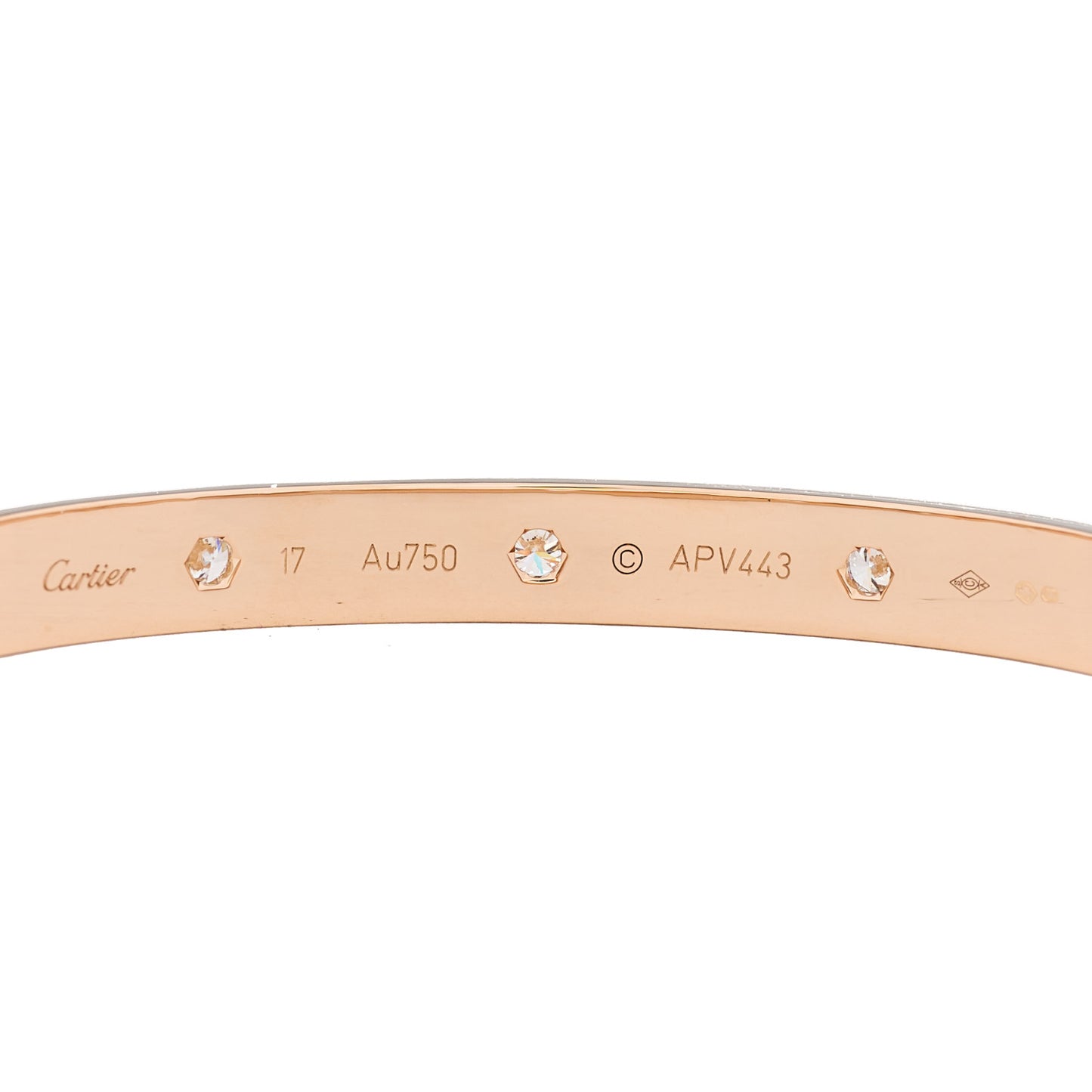 18K Pink Gold 10 Diamond LOVE Bracelet 17