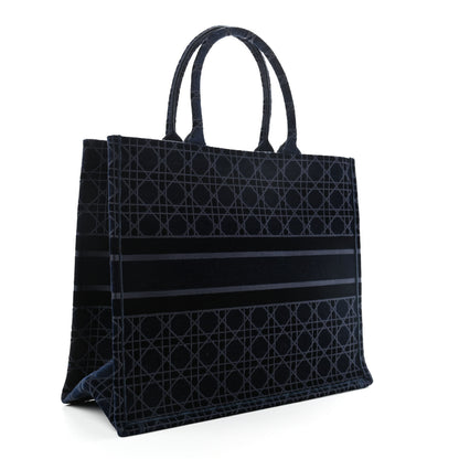 Christian Dior Velvet Cannage Large Book Tote Navy Blue 3 of 10