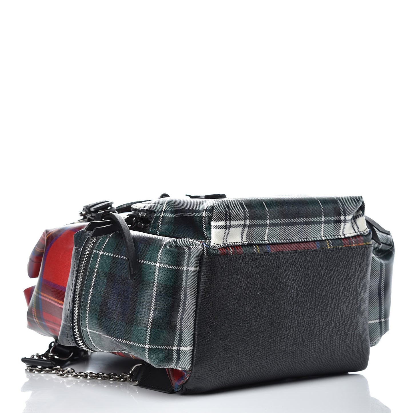 Laminated Tartan Patchwork Medium Rucksack Backpack Military Red