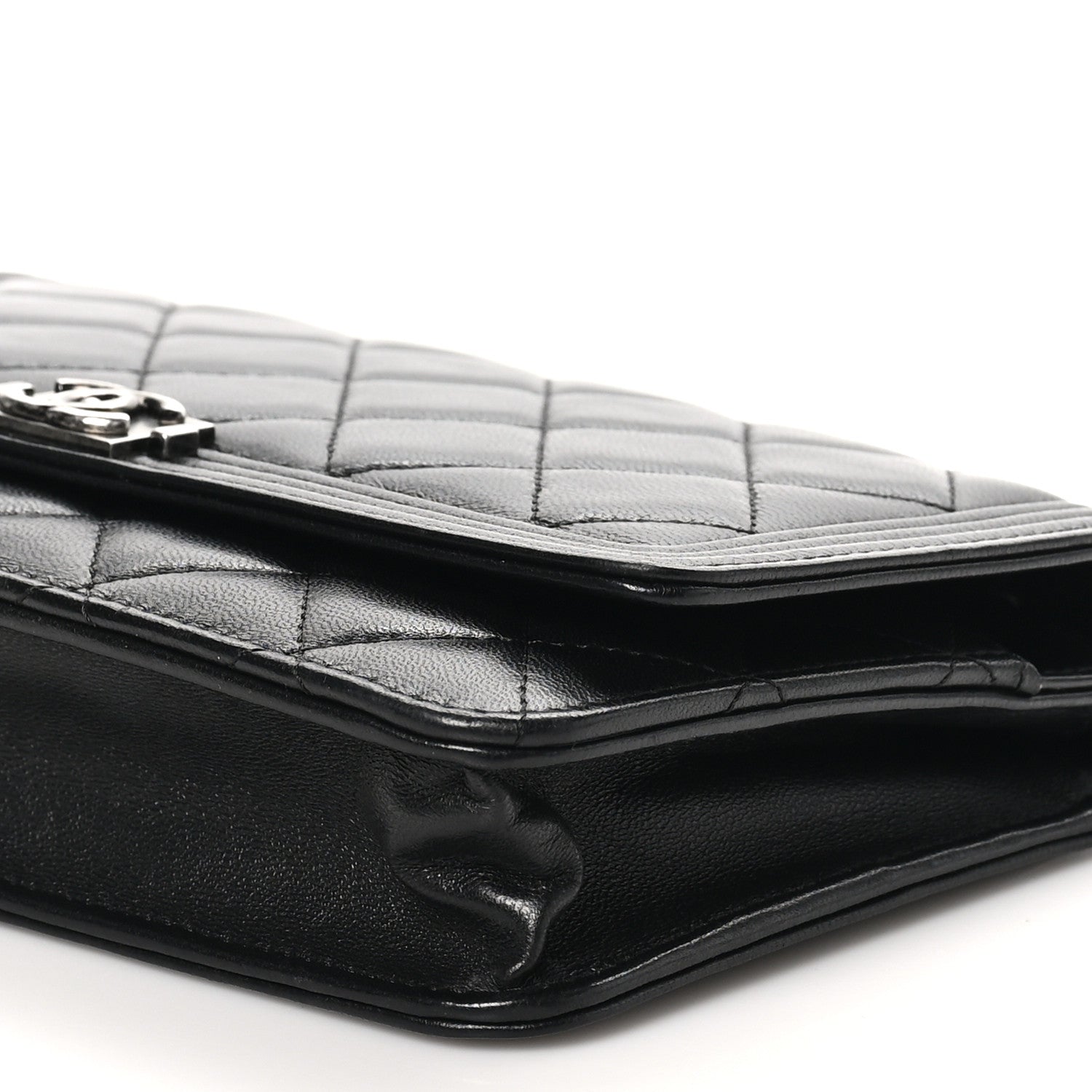 Chanel Lambskin Quilted Boy Wallet On Chain WOC Black 11 of 13