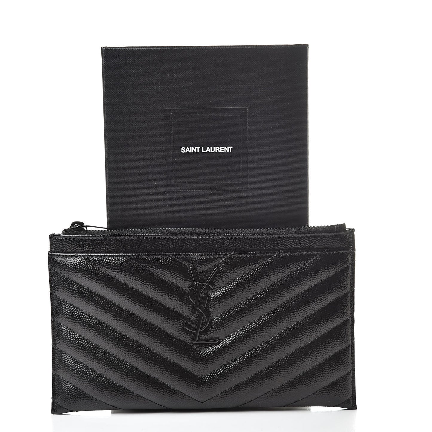 Grain De Poudre Chevron Monogram Bill Pouch Black