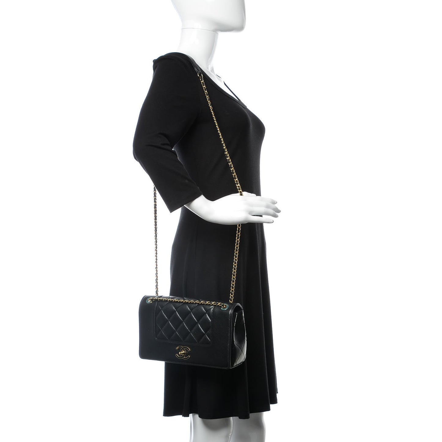 Sheepskin Quilted Medium Vintage Mademoiselle Flap Black