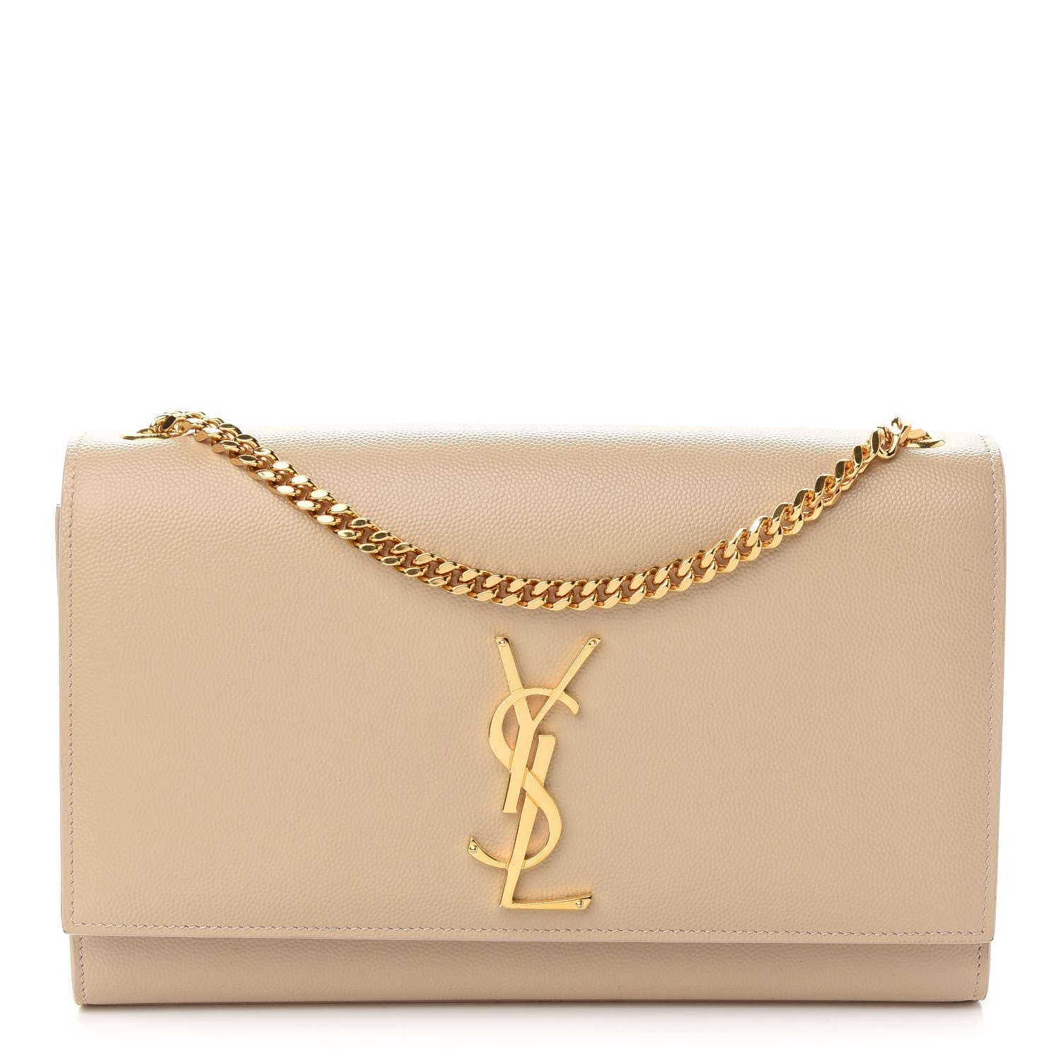 Saint Laurent Grain De Poudre Medium Monogram Kate Satchel Dark Beige 1 of 11