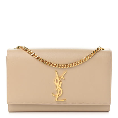 Saint Laurent Grain De Poudre Medium Monogram Kate Satchel Dark Beige 1 of 11
