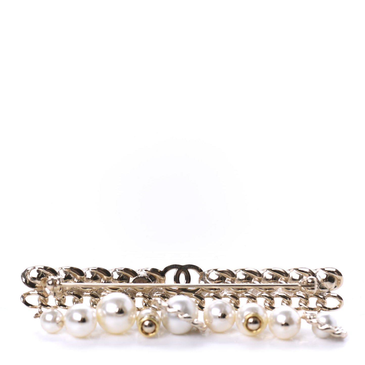 Pearl Crystal Brooch Barrette Gold
