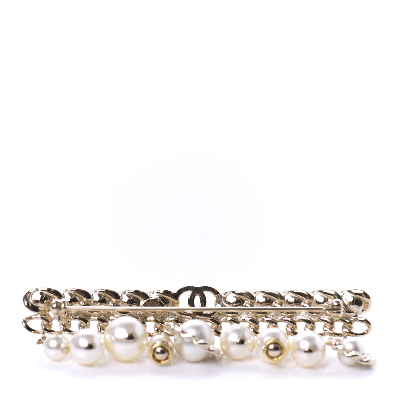 Chanel Pearl Crystal Brooch Barrette Gold 3 of 5