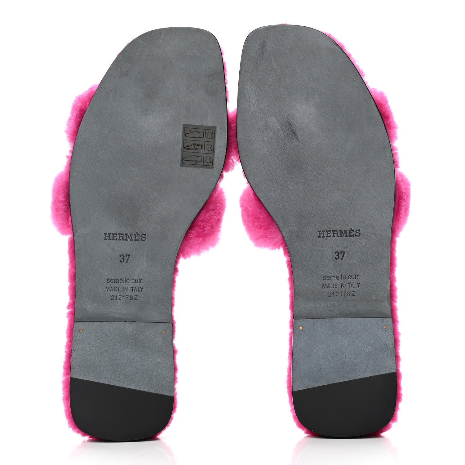 Hermes Woolskin Oran Sandals 37 Rose Fuchsia 4 of 4