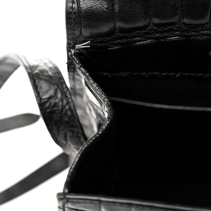 Saint Laurent Calfskin Embossed Crocodile North South Kaia Satchel Black 13 of 15