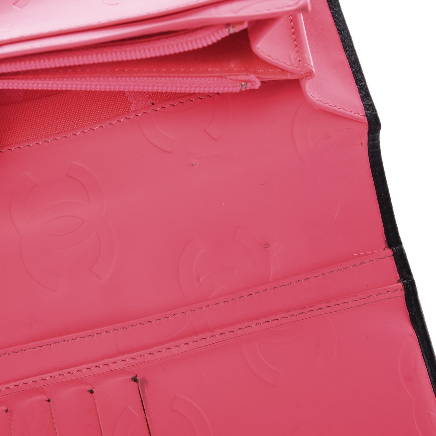 Calfskin Quilted Cambon Yen Wallet Black