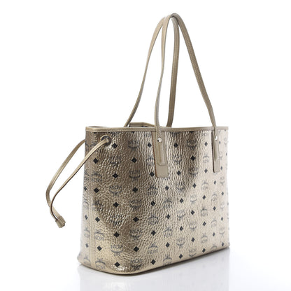MCM Metallic Visetos Medium Liz Reversible Shopper Tote Gold 4 of 14