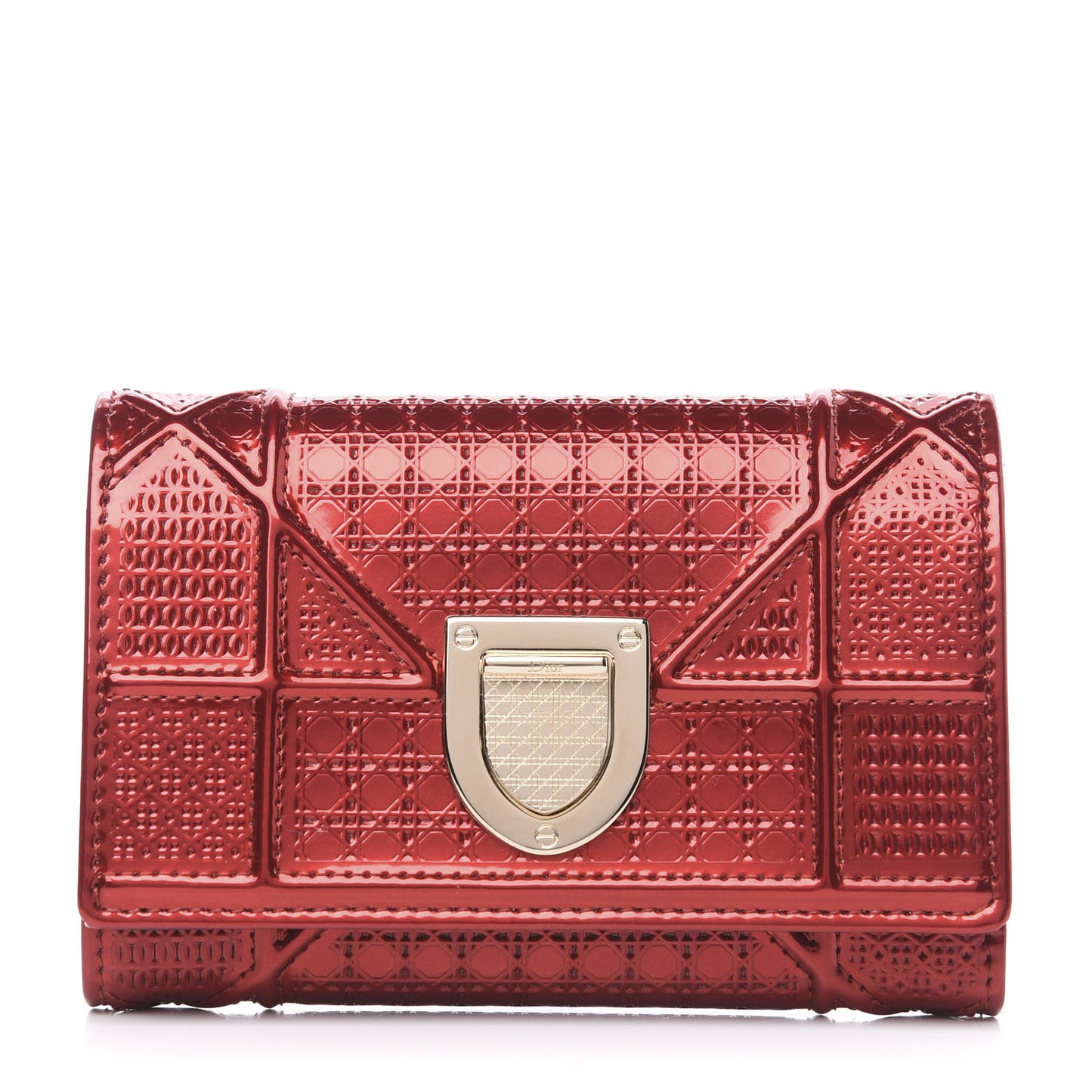 Metallic Patent Micro-Cannage Diorama Elancee Wallet Metal Rusty