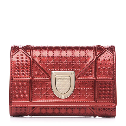 Christian Dior Metallic Patent Micro-Cannage Diorama Elancee Wallet Metal Rusty 1 of 7